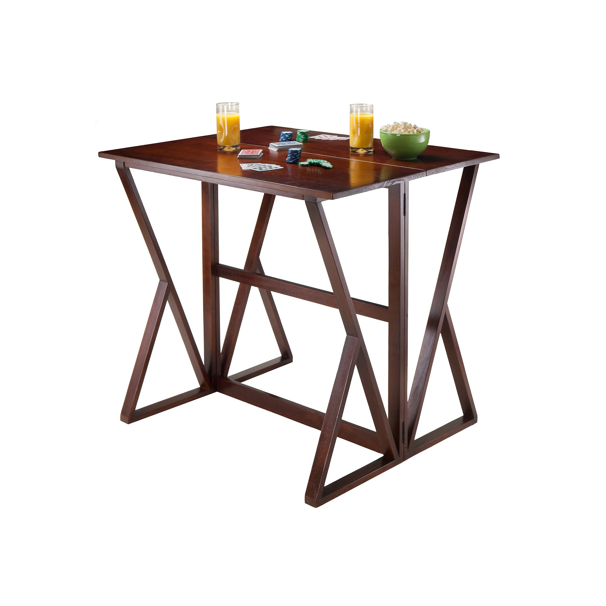 Winsome Harrington Drop Leaf High Table, Antique Brown