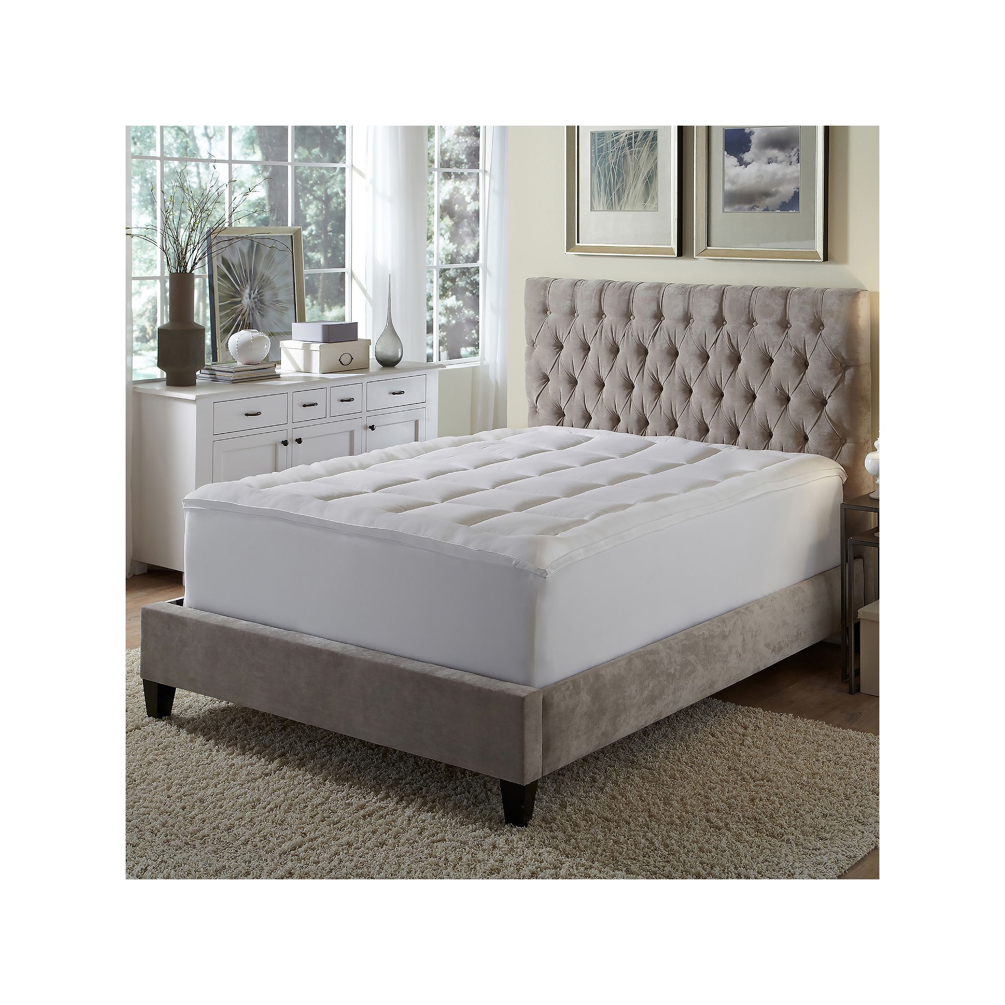 Ideal Comfort Microfiber Mattress Pad, White