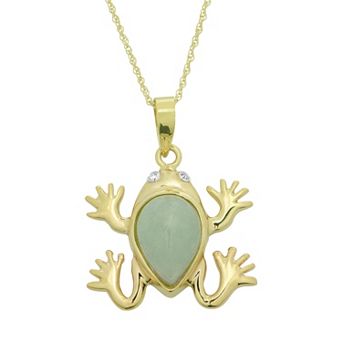 PearLustre by Imperial Jade & Diamond Accent 10k Gold Frog Pendant Necklace