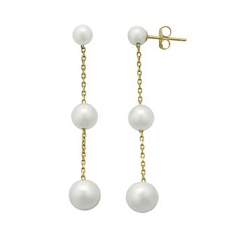 PearLustre by Imperial Freshwater Cultured Pearl 10k Gold Linear Drop Earrings