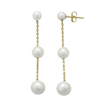 PearLustre by Imperial Freshwater Cultured Pearl 10k Gold Linear Drop Earrings