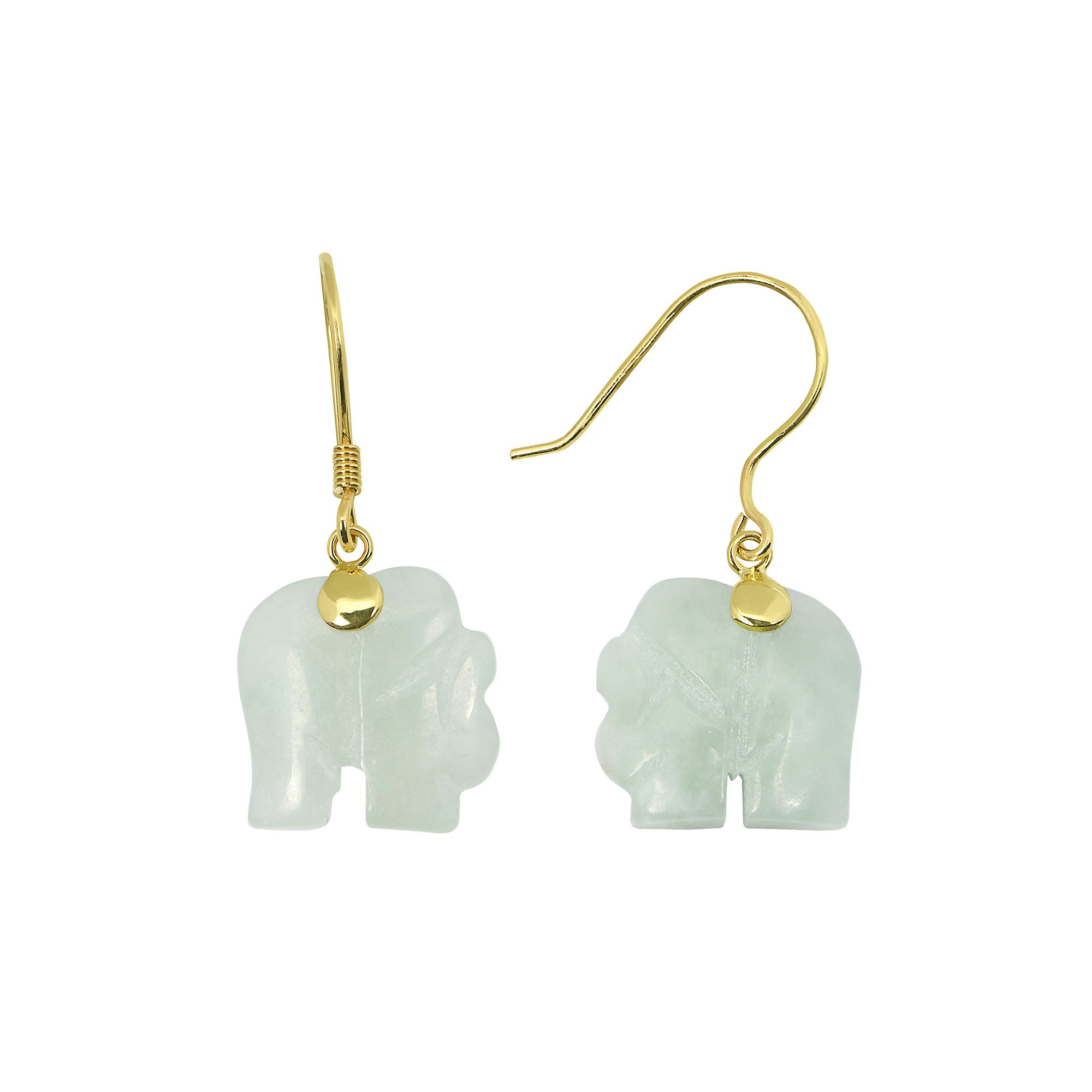 Jade 10k Gold Elephant Drop Earrings, Womens, Green