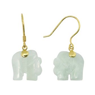 Jade 10k Gold Elephant Drop Earrings