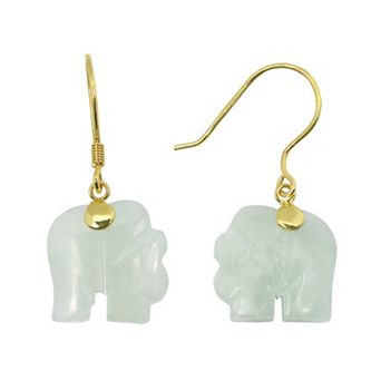 PearLustre by Imperial Jade 10k Gold Elephant Drop Earrings