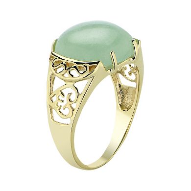 Jade 10k Gold Filigree Ring