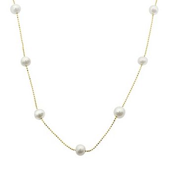 PearLustre by Imperial Freshwater Cultured Pearl 14k Gold Over Silver Station Necklace