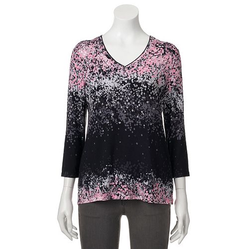 Croft & Barrow® Print VNeck Tee Women's