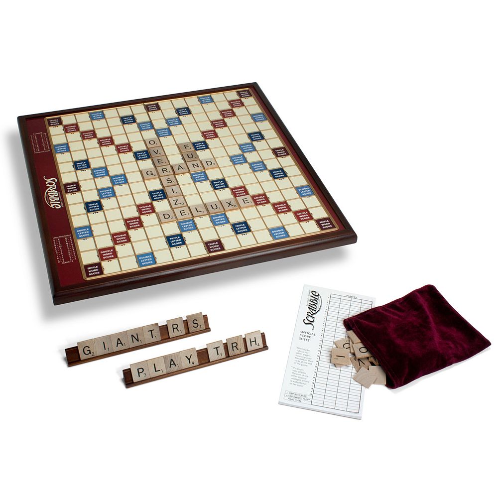 Scrabble Deluxe Edition with Rotating Wooden Game Board 