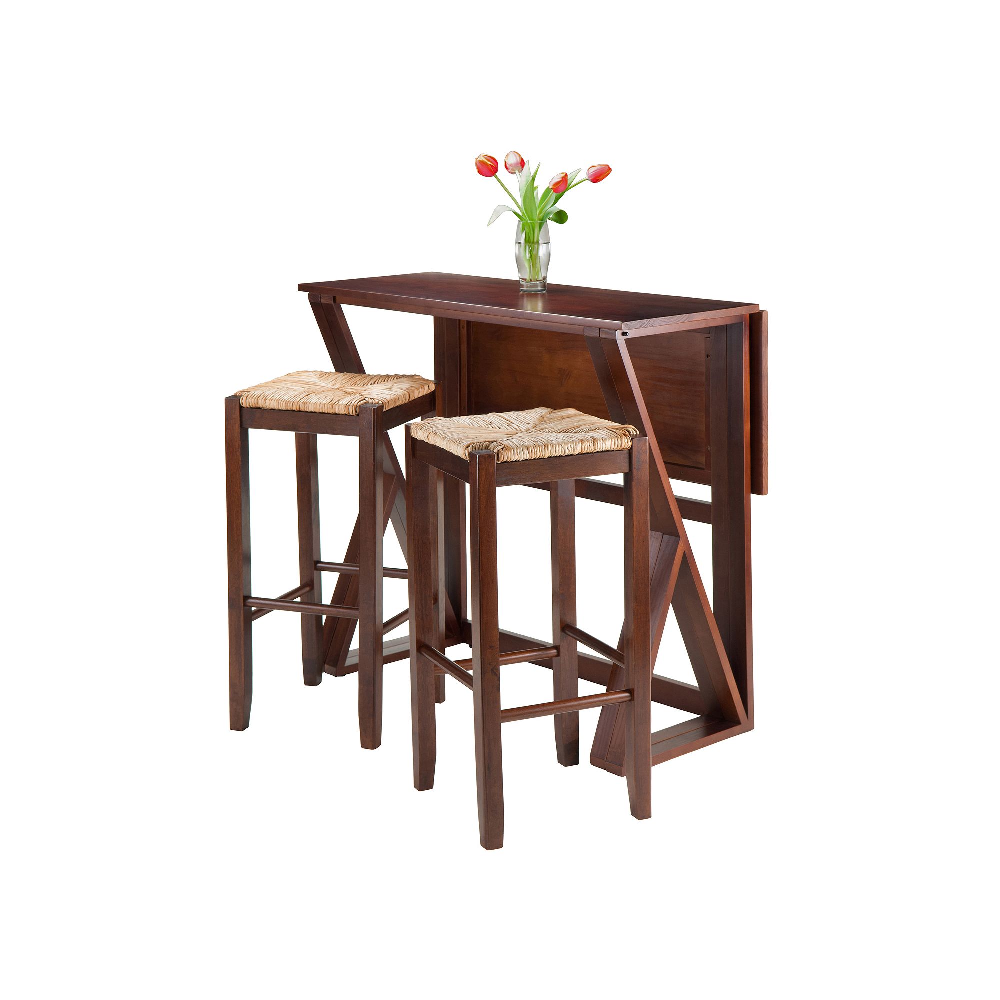 Winsome 3-piece Woven Seats Harrington Dining Set, Antique Brown