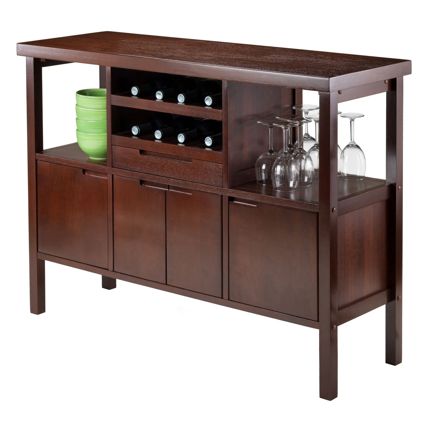 Fc Design 52w Sideboard Storage Cabinet With Wine Racks, Storage Cabinets,  Drawer, Large Dining Server Cupboard Buffet Table In Washed Tan Finish :  Target