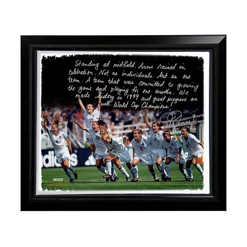 Steiner Sports Mia Hamm Winning 1999 FIFA World Cup Facsimile 22″ x 26″ Framed Stretched Story Canvas