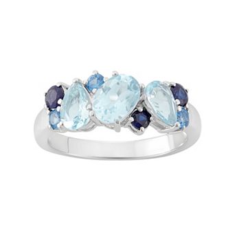 Classic Treasures Blue Topaz Sterling Silver Cluster Ring