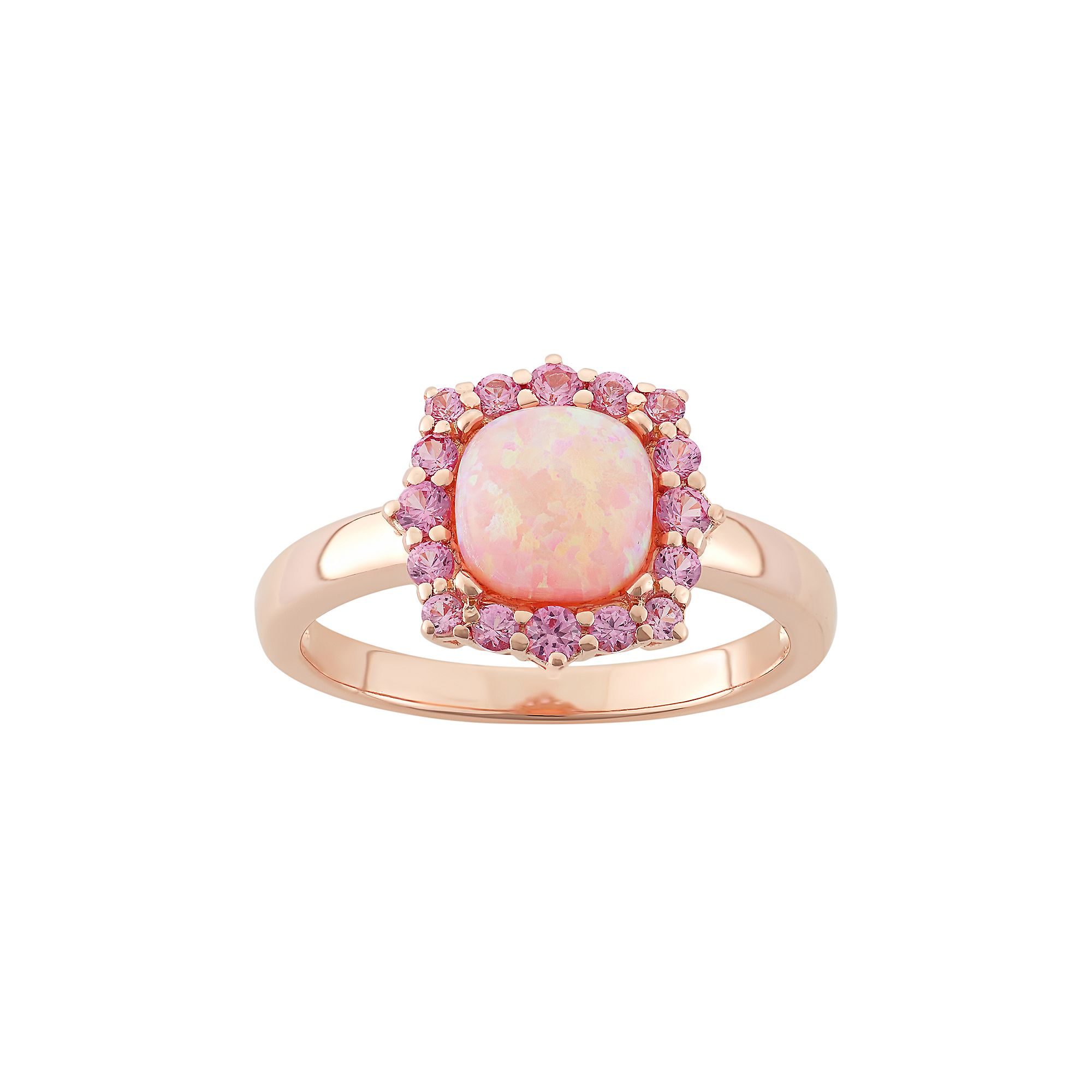 Lab-Created Pink Opal & Lab-Created Pink Sapphire 18k Rose Gold Over Silver