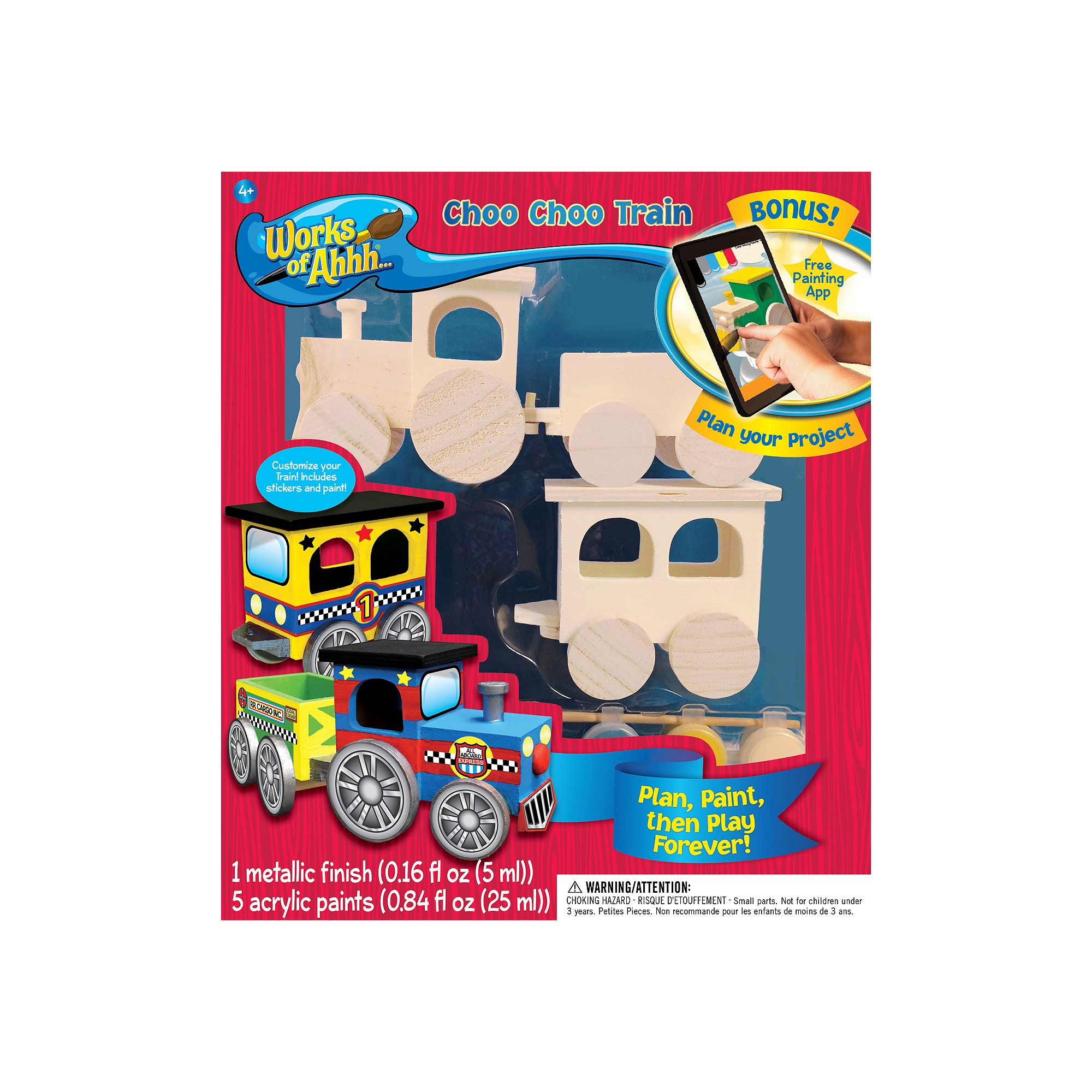 MasterPieces Works of Ahhh... Wood Painting Kit - Coo Coo Train, Multicolor