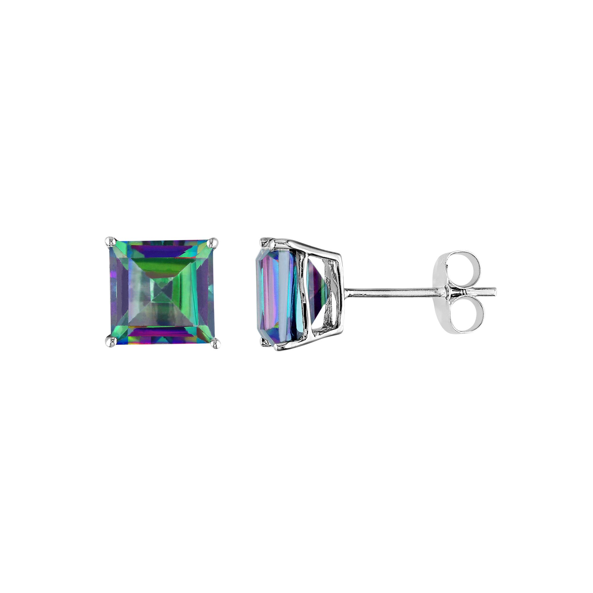 Stella Grace Exotic Green Topaz 10k White Gold Stud Earrings, Womens