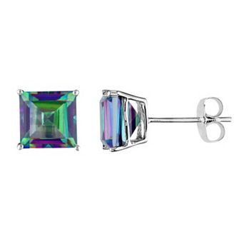 Stella Grace Exotic Green Topaz 10k White Gold Stud Earrings