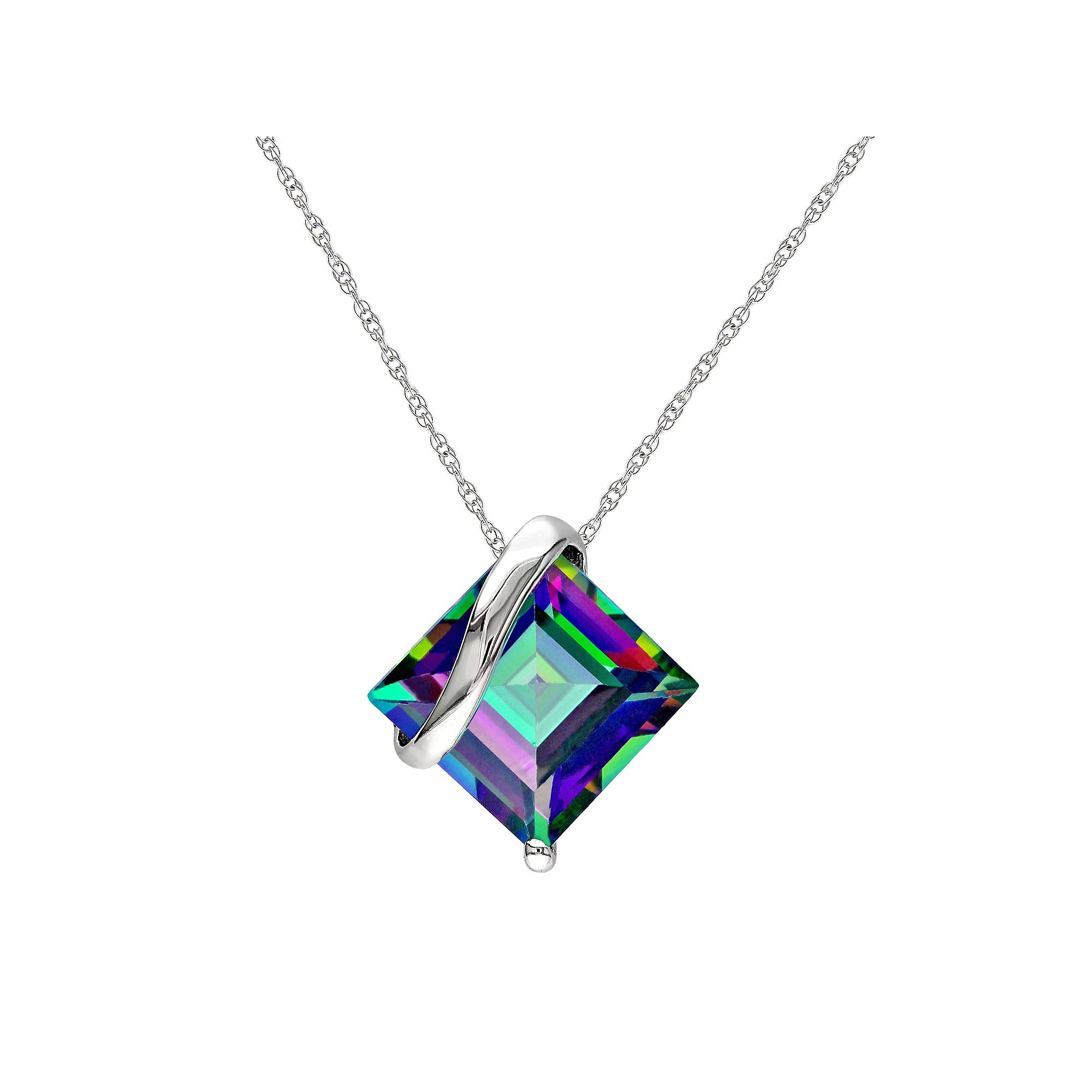 Stella Grace Exotic Green Topaz 10k White Gold Pendant Necklace, Womens, 