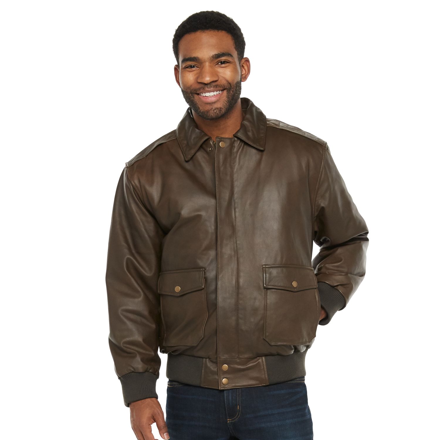 Victory Outfitters Men's Distressed Brown Leather Classic Aviator Jacket