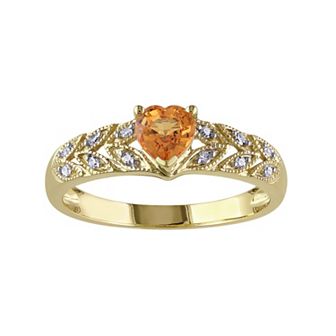 Stella Grace Orange Sapphire & Diamond Accent 10k Gold Heart Ring
