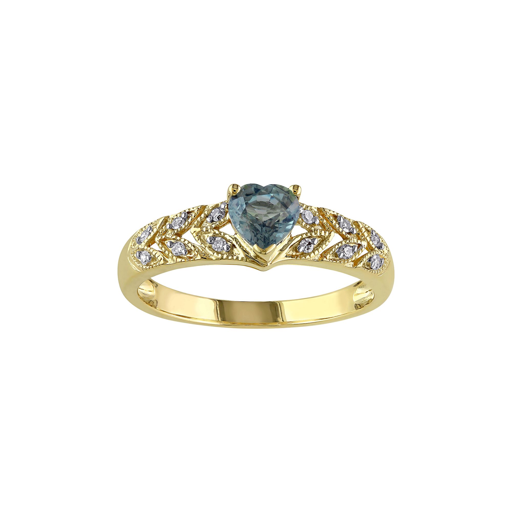Stella Grace Green Sapphire & Diamond Accent 10k Gold Heart Ring, Womens, 