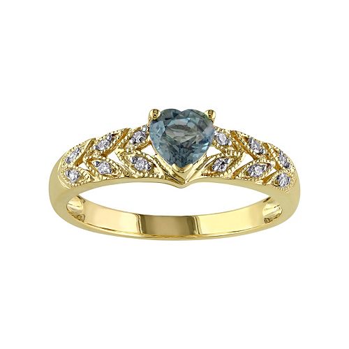 Stella Grace Green Sapphire & Diamond Accent 10k Gold Heart Ring