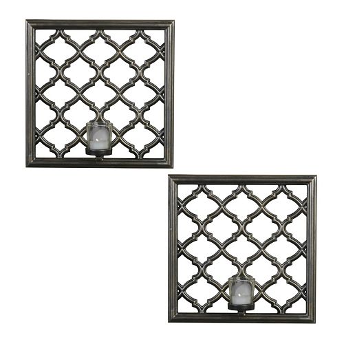 Elements 2piece Lattice Candle Wall Sconce Set