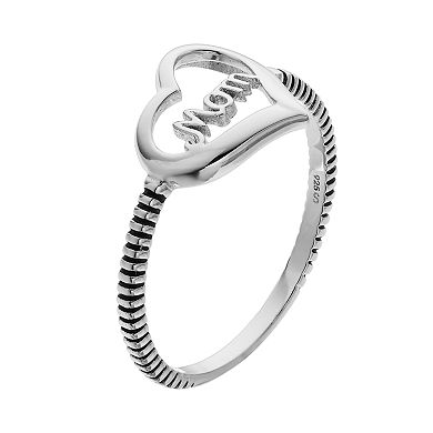 Sterling Silver "Mom" Heart Ring