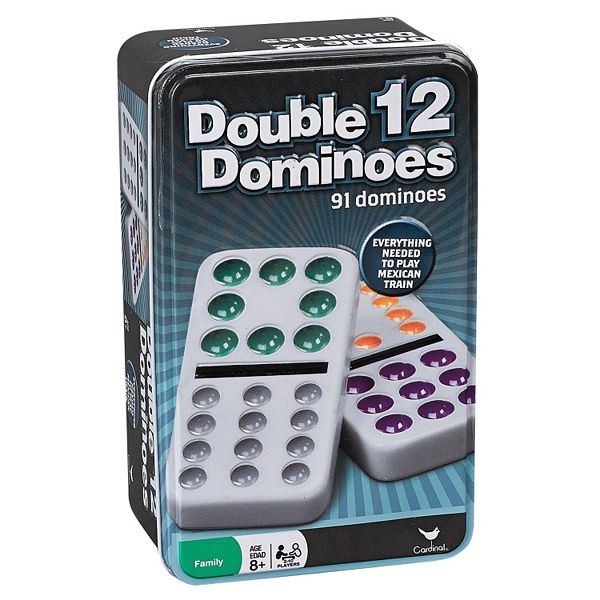 styles will vary for sale online Cardinal Double 12 Color Dot Dominoes in Collectors Tin 