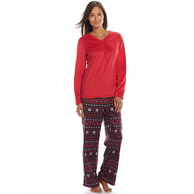 Petite Croft Barrow Pajamas Minky Fleece Sleep Top Pants Pajama Gift Set