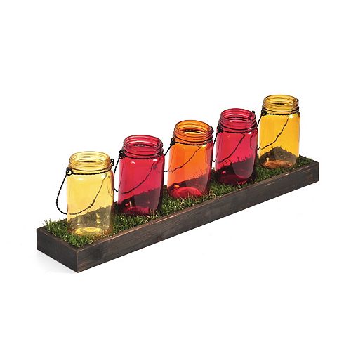 Pfaltzgraff Mason Jar & Faux Grass Tealight Candle Holder