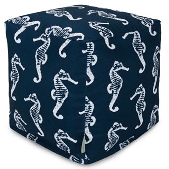Majestic Home Goods Seahorse Indoor Outdoor Small Cube Ottoman