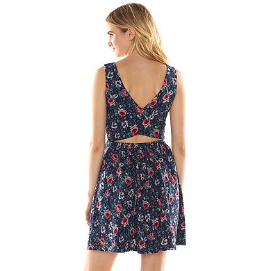 LC Lauren Conrad Print Crisscross-Back Dress - Women's