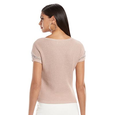 Women s Jennifer Lopez Chain Textured Scoopneck Sweater