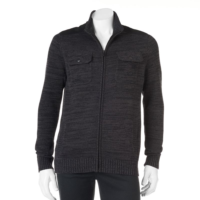 Apt. 9® Modern-Fit 4-Pocket Full-Zip Marled Mockneck Sweater - Men