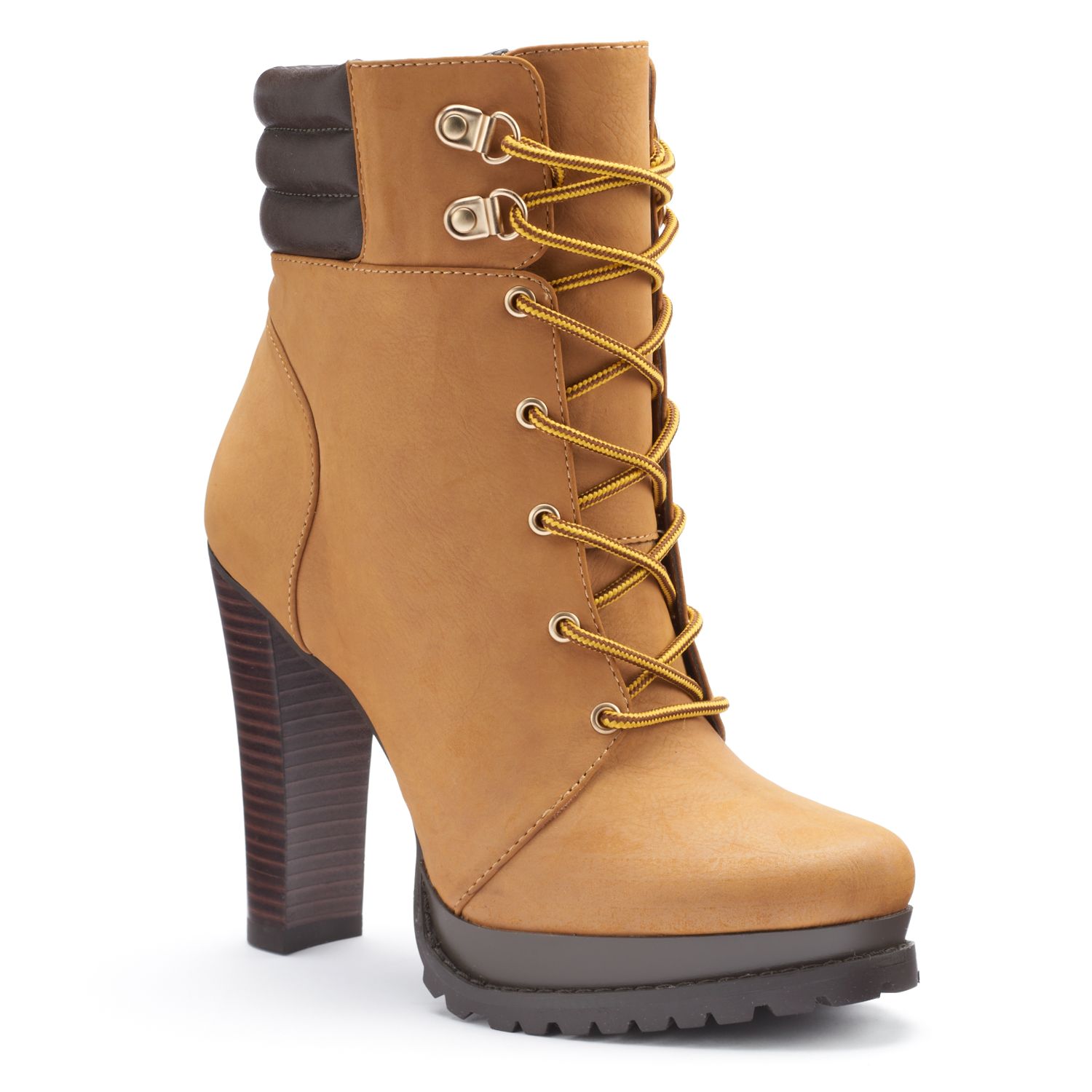 JENNIFER LOPEZ WOMEN'S PLATFORM HIGH HEEL ANKLE BOOTS (WHEAT)