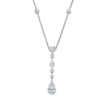 Sophie Miller Cubic Zirconia Sterling Silver Teardrop Pendant Necklace