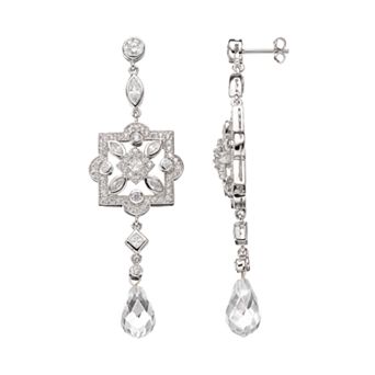 Sophie Miller Cubic Zirconia Sterling Silver Drop Earrings