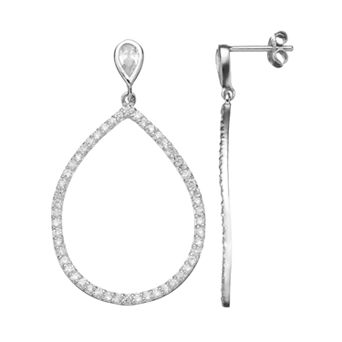 Sophie Miller Cubic Zirconia Sterling Silver Teardrop Earrings