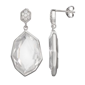 Sophie Miller Cubic Zirconia Sterling Silver Drop Earrings