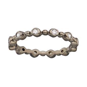 Sophie Miller Cubic Zirconia Black Rhodium-Plated Sterling Silver Satin Ring