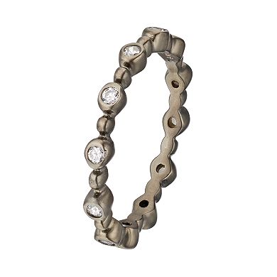 Sophie Miller Cubic Zirconia Black Rhodium-Plated Sterling Silver Satin Ring