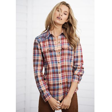 Women's Chaps Plaid Twill Button-Down Shirt