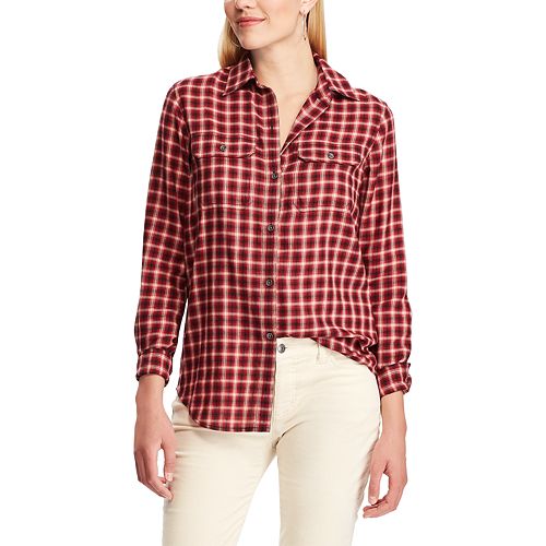 Women's Chaps Plaid Twill Button-down Shirt