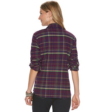 Women's Chaps Full-Zip Plaid Flannel Shirt