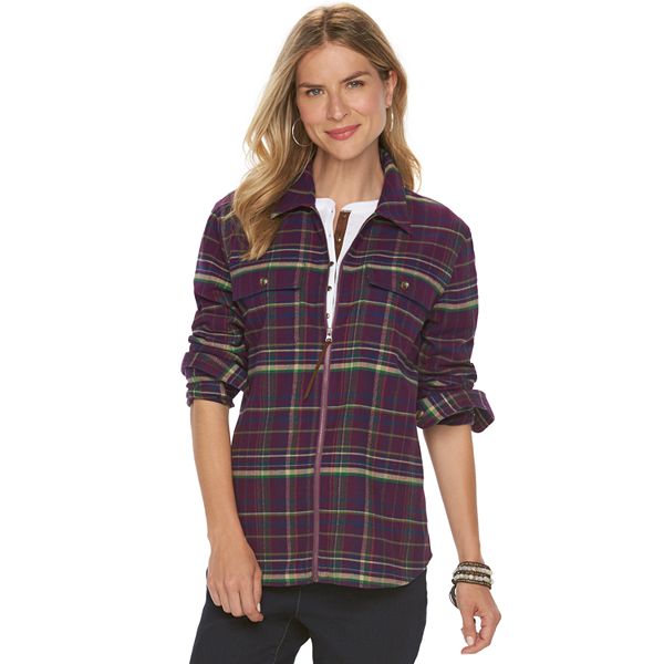 Women's Chaps Full-Zip Plaid Flannel Shirt