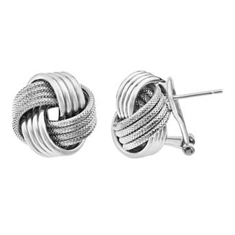 Jordan Blue Sterling Silver Textured Love Knot Button Stud Earrings