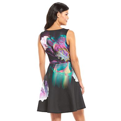 Apt. 9® Floral Fit & Flare Scuba Dress - Women's
