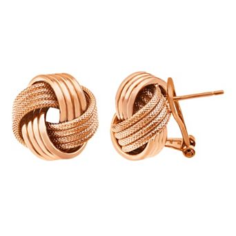 Jordan Blue 14k Gold Over Silver Textured Love Knot Button Stud Earrings