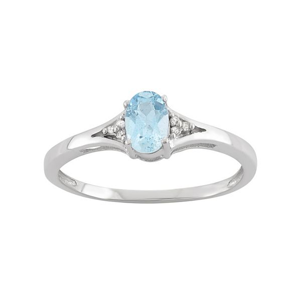 Jewelexcess Sky Blue Topaz & Diamond Accent Sterling Silver Ring