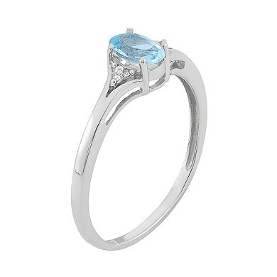 Jewelexcess Sky Blue Topaz & Diamond Accent Sterling Silver Ring